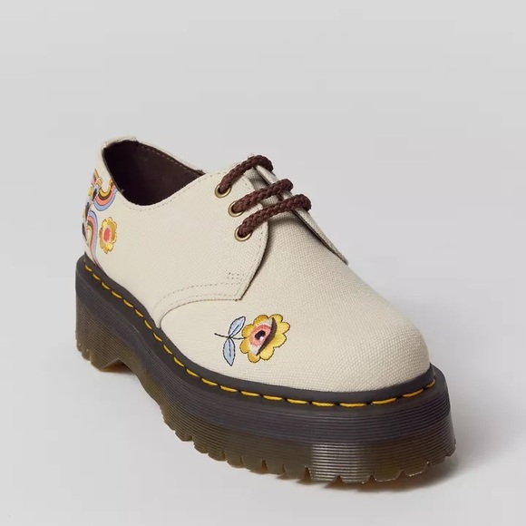 Dr. Martens Vegan 1461 Retro RayCanvas Embroidered Platform ShoesUS Women's 10 - Picture 4 of 16